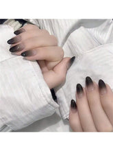 24pcs Black Gradient Almond Shape Medium Long Press On Nails